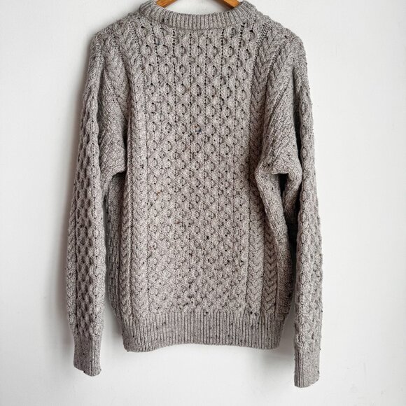 Aran Mor Oatmeal Beige Cable knit Fisherman Sweater L - Picture 5 of 6